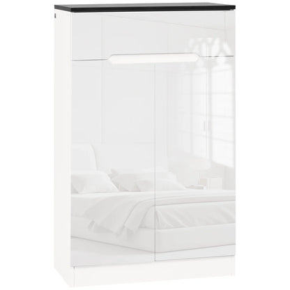 HOMCOM Slim Shoe Cabinet for up to 12 Pairs of Shoes for Entrances and Hallways with 3 Adjustable Shelves and Drawer made of Glossy Particle Board, 60x32x100 cm