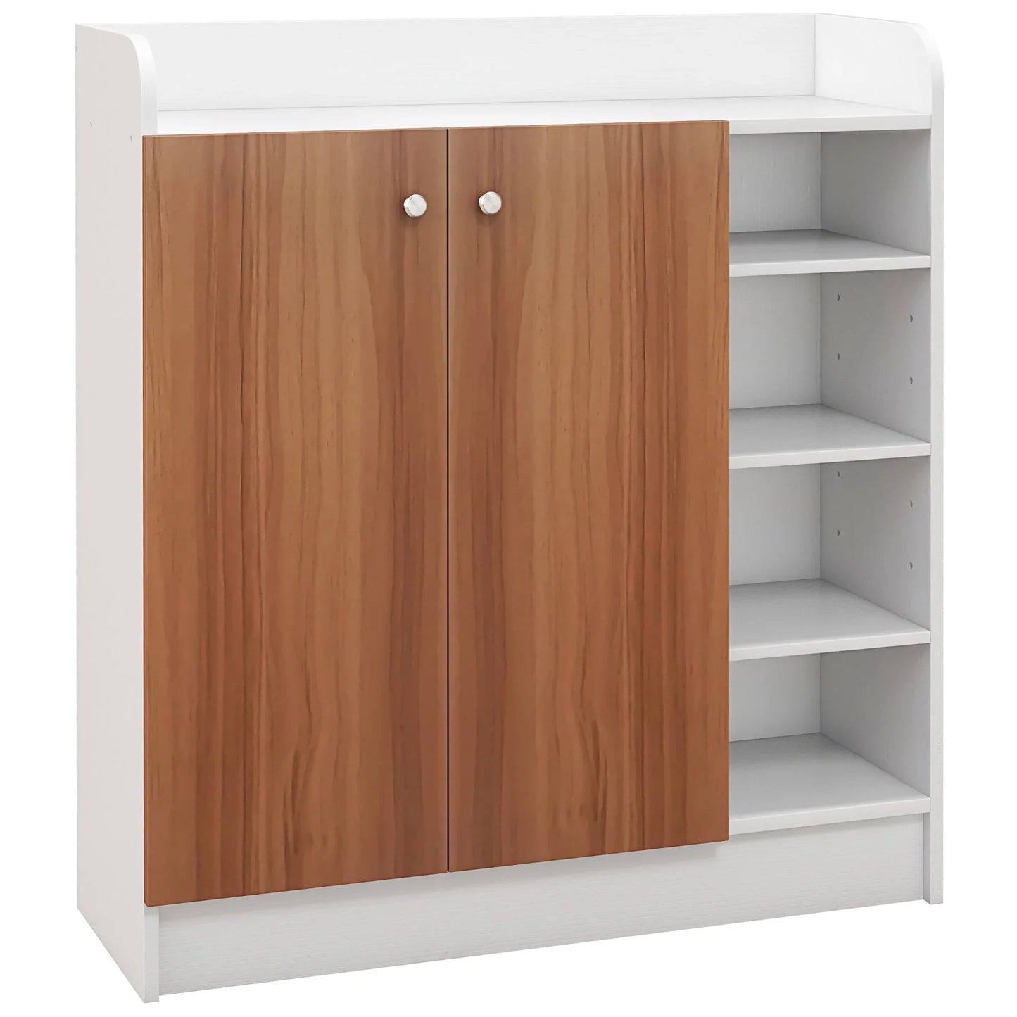 HOMCOM Shoe Cabinet with 2 Doors - Slim Shoe Rack with Adjustable Shelves for 12 Pairs of Shoes - 83x30x90 cm Natural