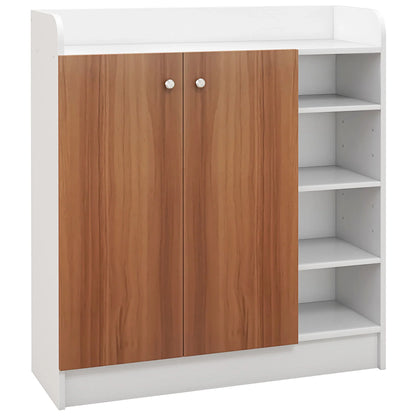 HOMCOM Shoe Cabinet with 2 Doors - Slim Shoe Rack with Adjustable Shelves for 12 Pairs of Shoes - 83x30x90 cm Natural