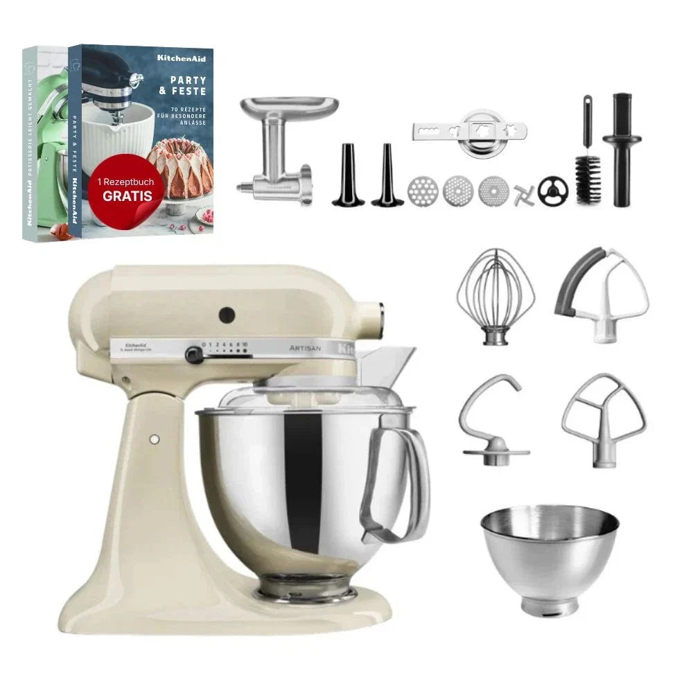 KitchenAid 4,8 L 5KSM175 Artisan Küchenmaschine Meatlover mit Ganzmetall-Fleischwolf und Spritzgebäckvorsatz