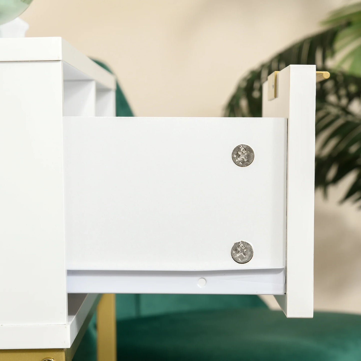 HOMCOM Flur Konsole Tisch Moderner Stil mit Schublade und offenem Regal 80x30x80 cm Weiß und Gold