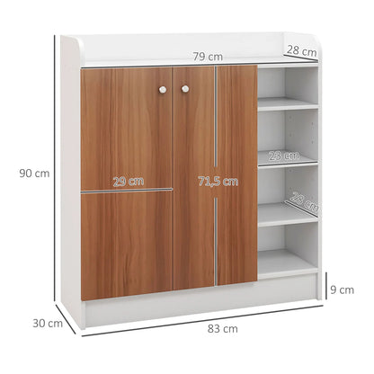 HOMCOM Shoe Cabinet with 2 Doors - Slim Shoe Rack with Adjustable Shelves for 12 Pairs of Shoes - 83x30x90 cm Natural