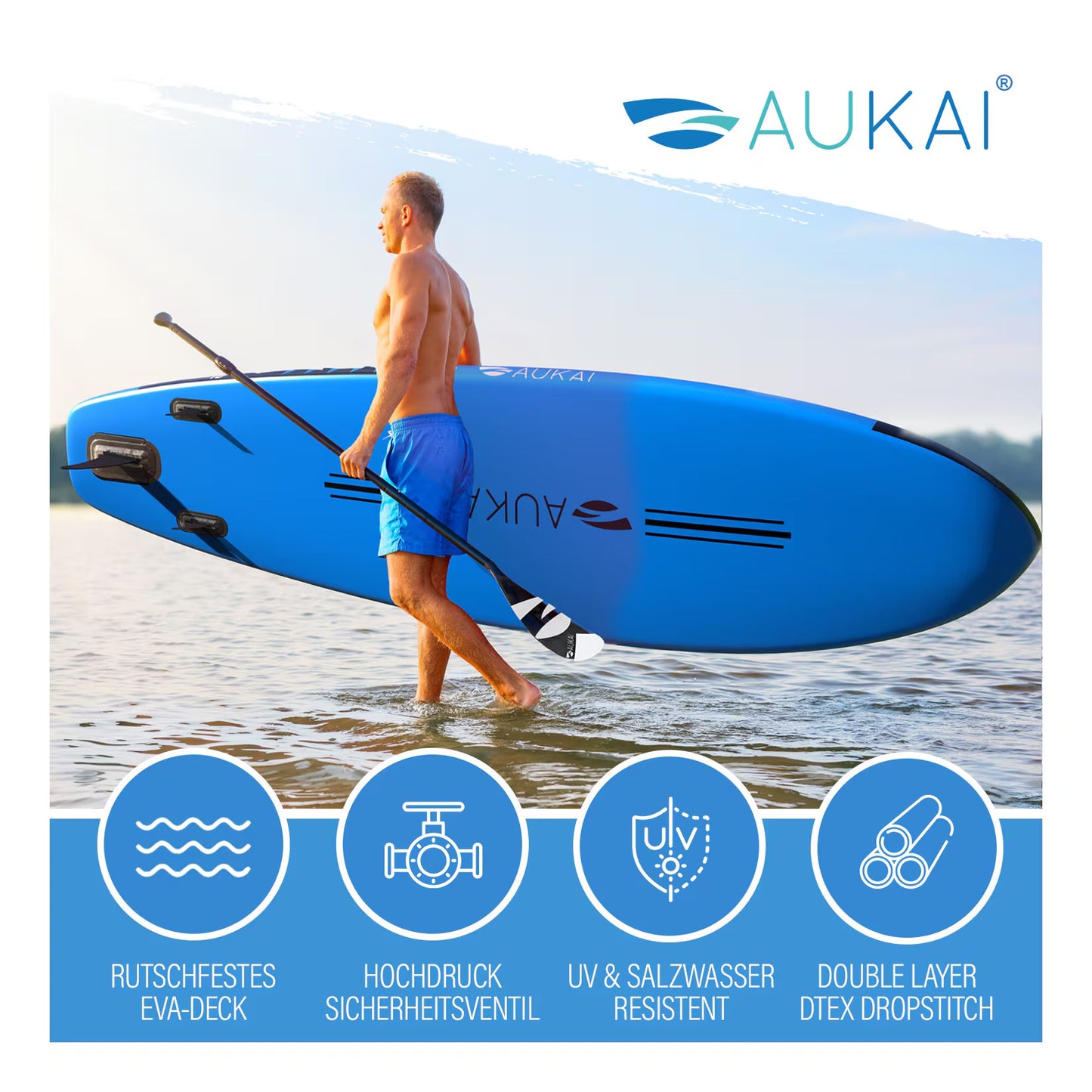 Stand Up Paddle Board "AUKAI Pro" with Kayak Seat Grey
