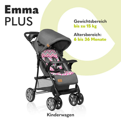 LIONELO Emma Plus Kinderwagen bis zu 15 kg, Kindersportwagen, leicht, modern, klein, Buggy mit Liegeposition, zusammenklappbar, große Räder, großer Korb