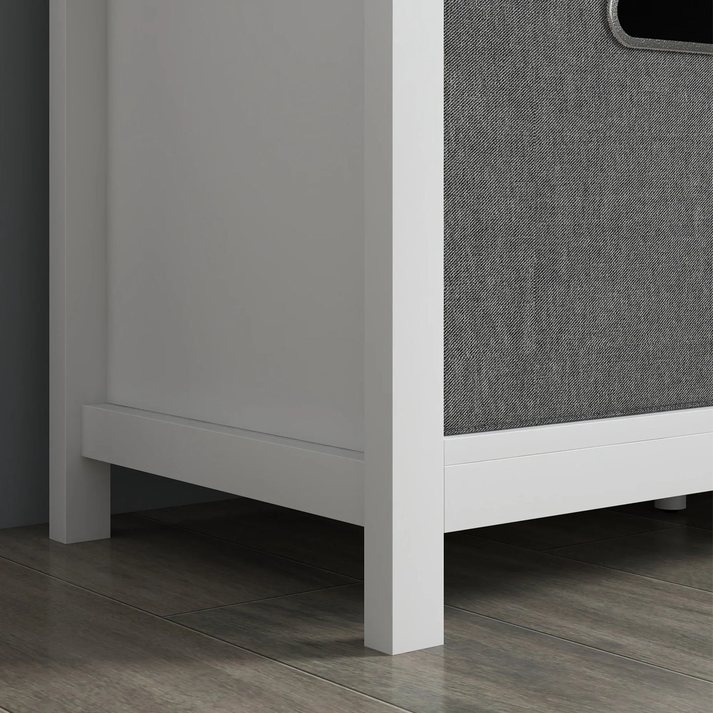 HOMCOM Schuhbank mit verstellbarem 3-stufigem Regal, 2 herausnehmbaren Schubladen und Polster, Möbel aus Spanplatte, 105x35x47 cm, Weiß und Grau
