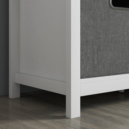 HOMCOM Schuhbank mit verstellbarem 3-stufigem Regal, 2 herausnehmbaren Schubladen und Polster, Möbel aus Spanplatte, 105x35x47 cm, Weiß und Grau