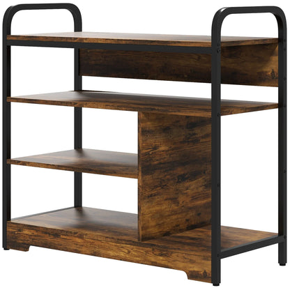 HOMCOM Shoe Rack with 4 Tiers, Shoe Shelf with Handle, Shoe Stand for 11 Pairs of Shoes, Space-Saving Shoe Storage, Shoe Organizer for Entryway, Hallway, Rustic Brown