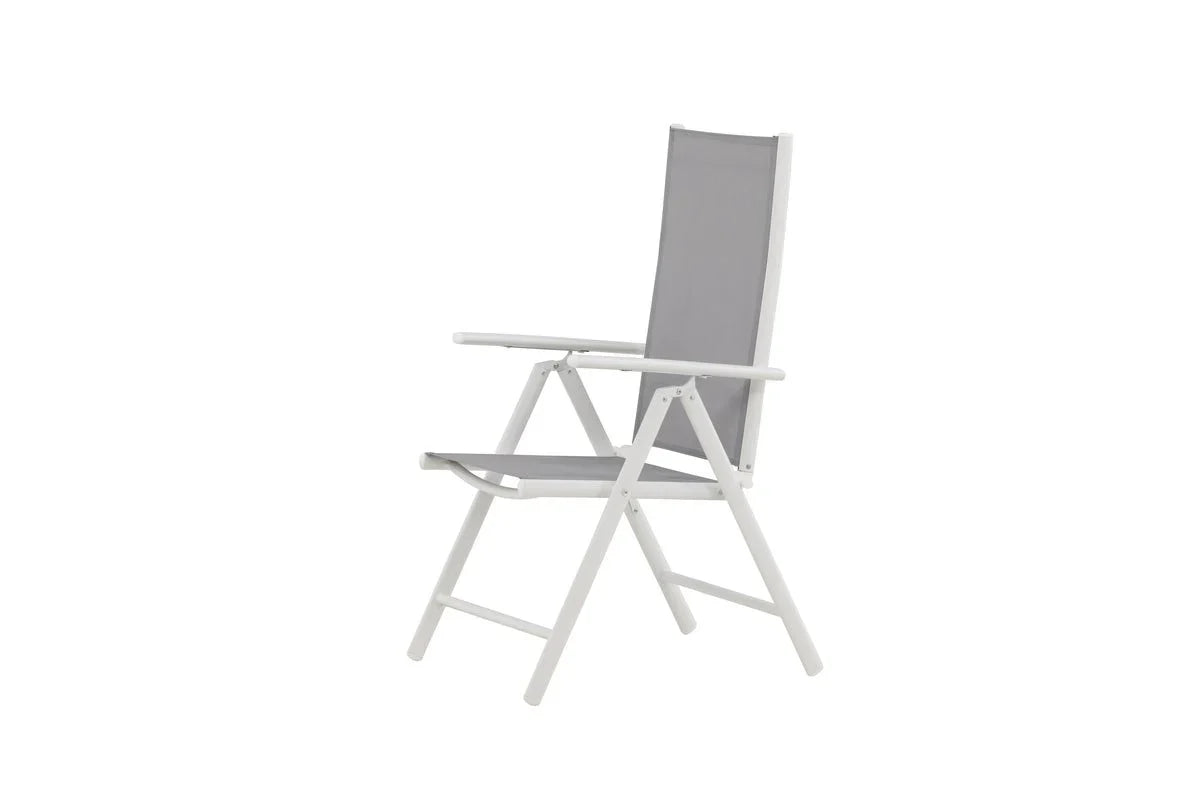 2er Set Gartenstuhl Awa - weißes Gestell aus Aluminium, Sitzfläche aus Textilene, verstellbare Rückenlehne