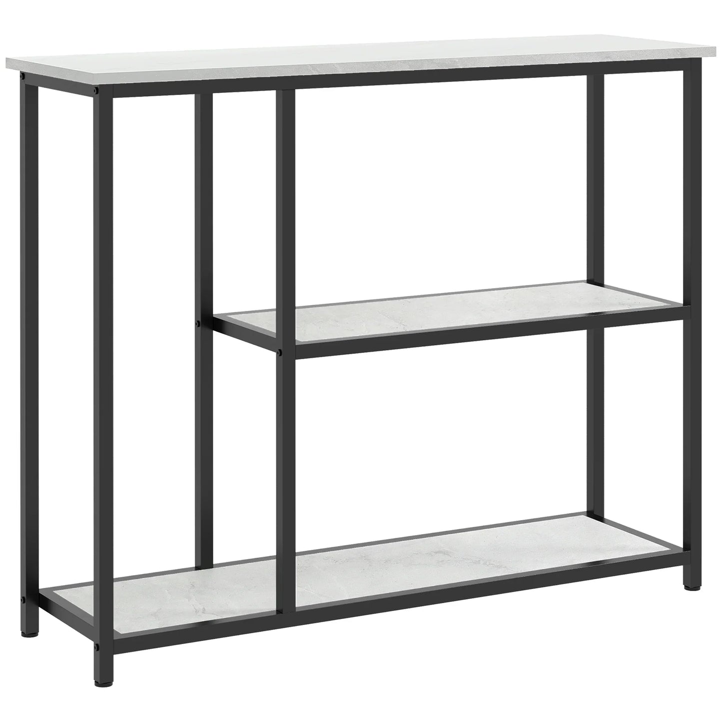 HOMCOM Console table, hall table with 3 shelves, 100 x 30 x 80 cm, side table, small display table for narrow spaces, hallway, entrance, living room, bedroom, white