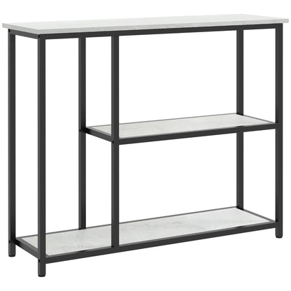 HOMCOM Console table, hall table with 3 shelves, 100 x 30 x 80 cm, side table, small display table for narrow spaces, hallway, entrance, living room, bedroom, white