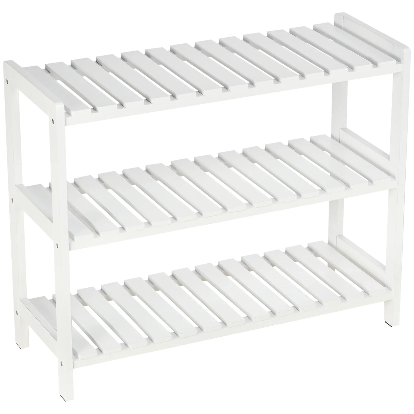 HOMCOM Holz Schuhregal 3-stufig für bis zu 9 Paar Schuhe im Eingangsbereich 70x26x57.5 cm Weiß