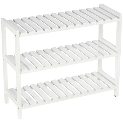 HOMCOM Holz Schuhregal 3-stufig für bis zu 9 Paar Schuhe im Eingangsbereich 70x26x57.5 cm Weiß