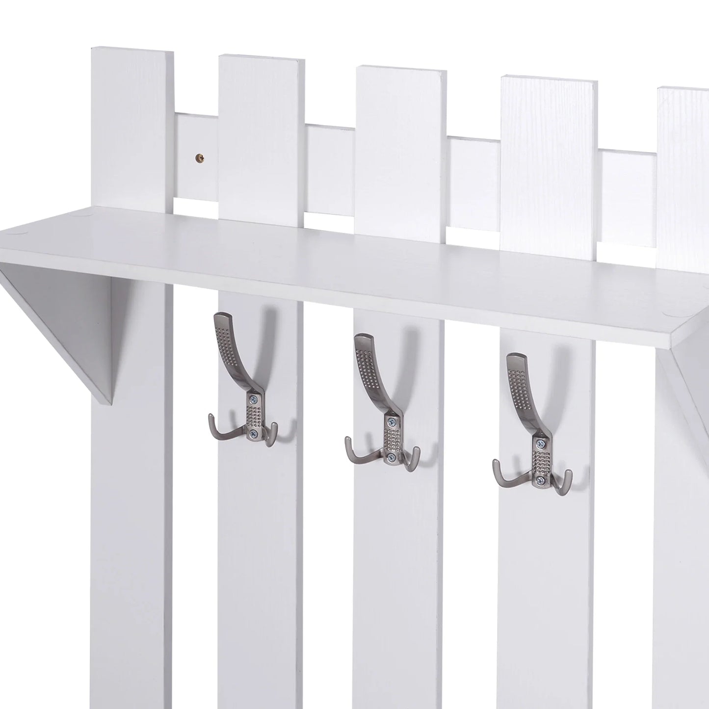 HOMCOM Eingangsset mit Spiegel, Garderobe und Schuhschrank – Eingangsbereich Möbel mit 3 Haken, Regal und 2 Schubladen für Diele in Weiß